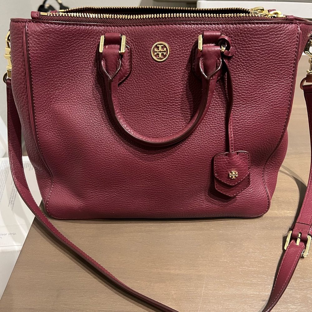 Tory Burch Mulberry Leather Satchel